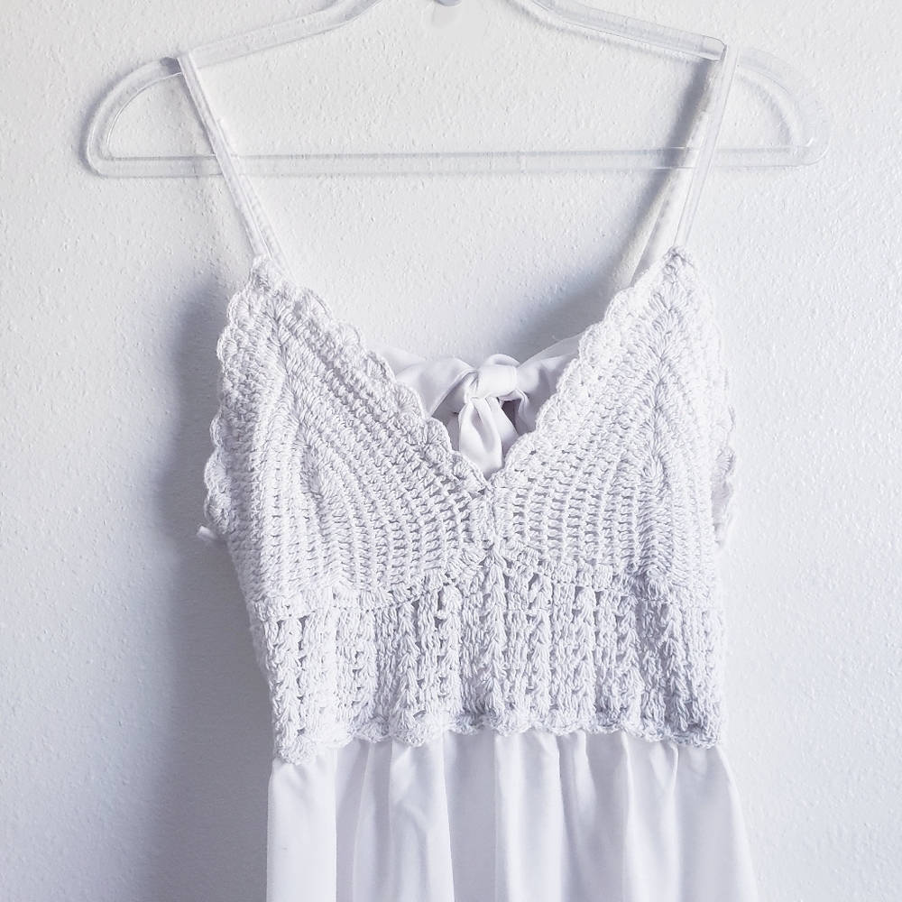 Crochet Ruffle Mini Bohemian Dress - Picture 3 of 9